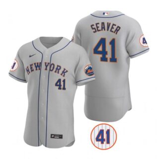 Men's #41 Tom Seaver New York Mets White Jersey Flex Base Gray