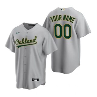 Men's Custom Oakland Athletics Cool Base Jersey Gray