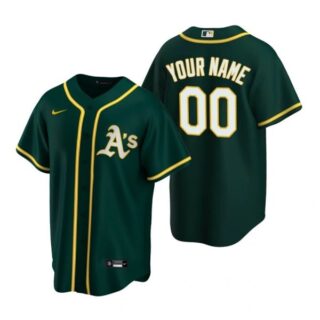 Men's Custom Oakland Athletics Cool Base Jersey Green