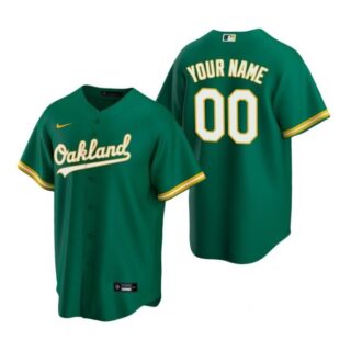 Men's Custom Oakland Athletics Cool Base Jersey Kelly Green