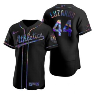 Men's #44 Jesus Luzardo Oakland Athletics Black Holographic Jersey Black Holographic