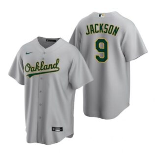 Men's #9 Reggie Jackson Oakland Athletics Cool Base Jersey Gray
