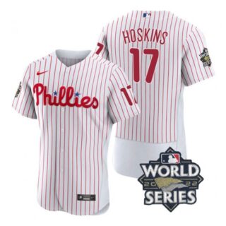 Men's Philadelphia Phillies Rhys Hoskins 2022 World Series Stitched Jersey White