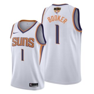 Men's #1 Devin Booker Phoenix Suns 2021 NBA Finals Jersey White Association