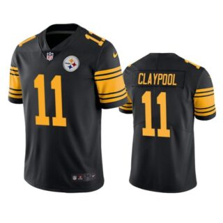 Men's #11 Chase Claypool Pittsburgh Steelers Black Color Rush Limited Jersey Stitched