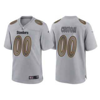 Men's Pittsburgh Steelers Custom Gray Atmosphere Fashion Stitched Jersey