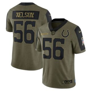 Men's #56 Quenton Nelson Indianapolis Colts Olive 2021 Salute To Service Limited Jersey