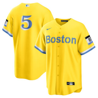 Men's Boston Red Sox #5 Enrique Hernandez Jersey Cool Base Yellow