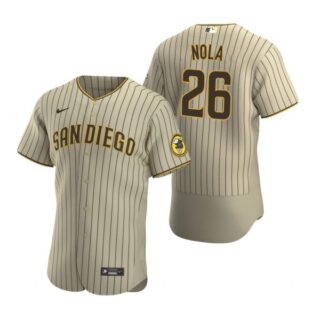 Men's #26 Austin Nola San Diego Padres Flex Base Jersey Tan Brown
