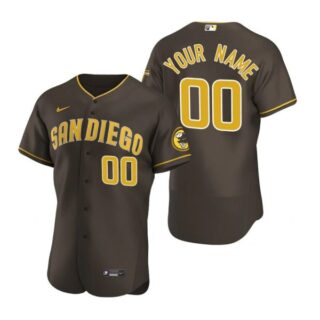 Men's Custom San Diego Padres Flex Base Jersey Brown