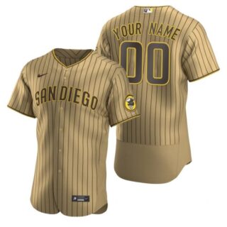 Men's Custom San Diego Padres Flex Base Jersey Tan Brown
