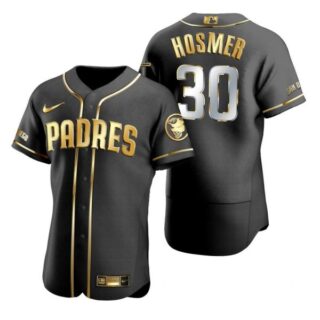 Men's #30 Eric Hosmer San Diego Padres Flex Base Jersey Black Golden