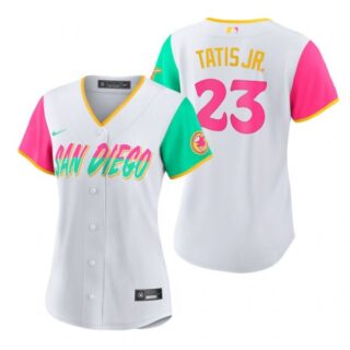 Women's San Diego Padres Fernando Tatis Jr. White City Connect Stitched Jersey