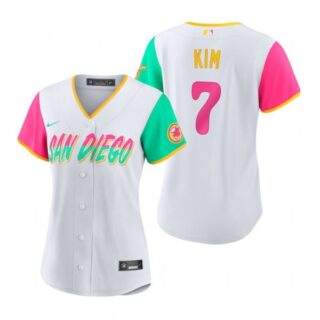 Women's San Diego Padres Ha Seong Kim White City Connect Stitched Jersey