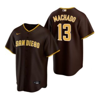 Men's #13 Manny Machado San Diego Padres Cool Base Jersey Brown