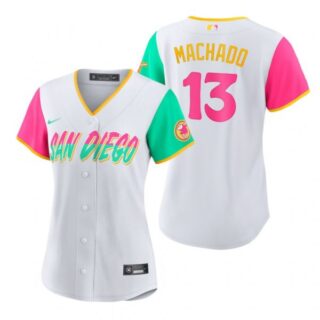 Women's San Diego Padres Manny Machado White City Connect Stitched Jersey