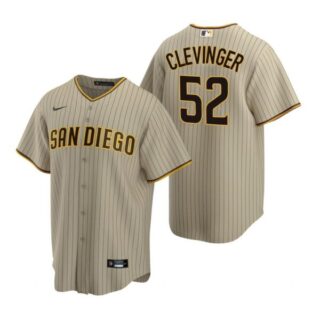 Men's #52 Mike Clevinger San Diego Padres Cool Base Jersey Sand Brown