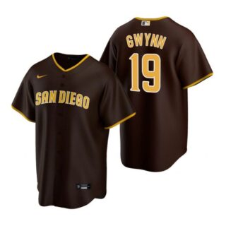 Men's #19 Tony Gwynn San Diego Padres Cool Base Jersey Brown
