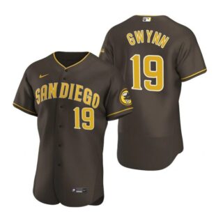 Men's #19 Tony Gwynn San Diego Padres Flex Base Jersey Brown