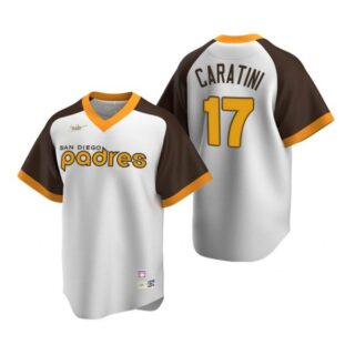 Men's #17 Victor Caratini San Diego Padres Cool Base Jersey White Cooperstown