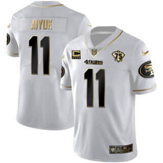 Men's San Francisco 49ers Brandon Aiyuk White Gold Vapor Limited Jersey Stitched