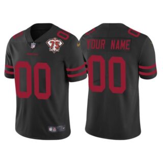 Men's Custom San Francisco 49ers 75th Anniversary Patch Limited Jersey Stitched Black