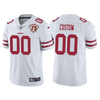 Men's Custom San Francisco 49ers 75th Anniversary Patch Limited Jersey Stitched White