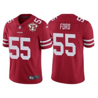 Men's #55 Dee Ford San Francisco 49ers 75th Anniversary Patch Limited Jersey Stitched Red
