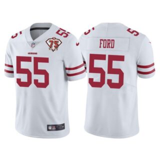 Men's #55 Dee Ford San Francisco 49ers 75th Anniversary Patch Limited Jersey Stitched White