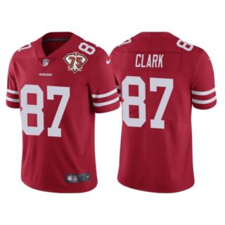 Men's #87 Dwight Clark San Francisco 49ers 75th Anniversary Patch Limited Jersey Stitched Red