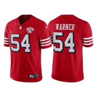 Men's San Francisco 49ers Fred Warner 75th Anniversary Throwback Limited Jersey Stitched Scarlet