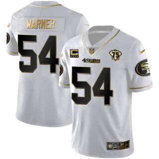Men's San Francisco 49ers Fred Warner White Gold Vapor Limited Jersey Stitched