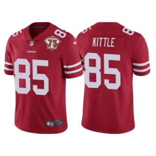 Men's #85 George Kittle San Francisco 49ers 75th Anniversary Patch Limited Jersey Stitched Red