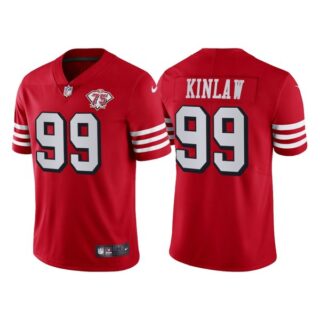 Men's San Francisco 49ers Javon Kinlaw 75th Anniversary Throwback Limited Jersey Stitched Scarlet