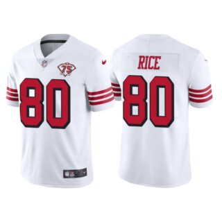 Men's San Francisco 49ers Jerry Rice 75th Anniversary Throwback Limited Jersey Stitched White