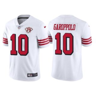 Men's San Francisco 49ers Jimmy Garoppolo 75th Anniversary Throwback Limited Jersey Stitched White