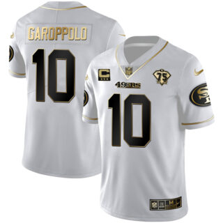 Men's San Francisco 49ers Jimmy Garoppolo White Gold Vapor Limited Jersey Stitched