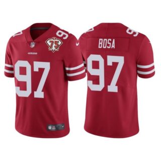 Men's #97 Nick Bosa San Francisco 49ers 75th Anniversary Patch Limited Jersey Stitched Red