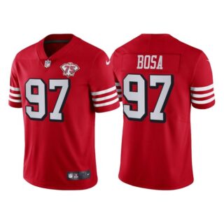 Men's San Francisco 49ers Nick Bosa 75th Anniversary Throwback Limited Jersey Stitched Scarlet