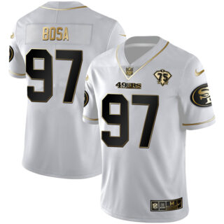 Men's San Francisco 49ers Nick Bosa White Gold Vapor Limited Jersey Stitched