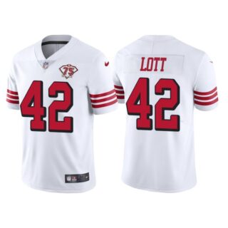 Men's San Francisco 49ers Ronnie Lott 75th Anniversary Throwback Limited Jersey Stitched White