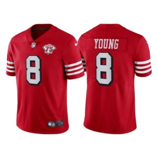 Men's San Francisco 49ers Steve Young 75th Anniversary Throwback Limited Jersey Stitched Scarlet