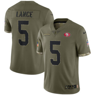 Youth Trey Lance San Francisco 49ers Olive 2022 Salute To Service Jersey Stitched