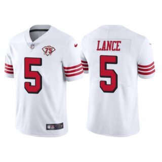 Men's San Francisco 49ers Trey Lance 75th Anniversary Throwback Limited Jersey Stitched White