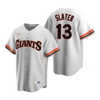 Men's #13 Austin Slater San Francisco Giants Cool Base Jersey White Cooperstown