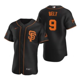Men's #9 Brandon Belt San Francisco Giants Flex Base Jersey Black