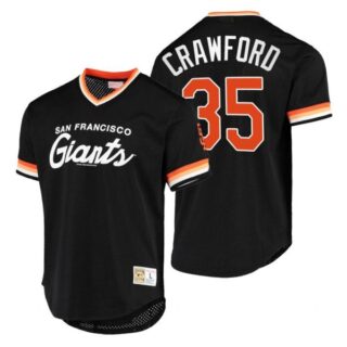 Men's #35 Brandon Crawford San Francisco Giants Throwback Jersey Black Throwback