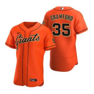 Men's #35 Brandon Crawford San Francisco Giants Flex Base Jersey Orange