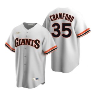 Men's #35 Brandon Crawford San Francisco Giants Cool Base Jersey White Cooperstown