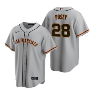 Men's #28 Buster Posey San Francisco Giants Cool Base Jersey Gray